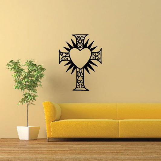 Image of Filligree Cross with Heart Decal