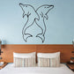 Dolphin decal with two swimming dolphins in black outline