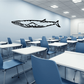Fin whale wall decal with black whale silhouette