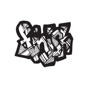 Graffiti decal sticker with black and white geometric shapes