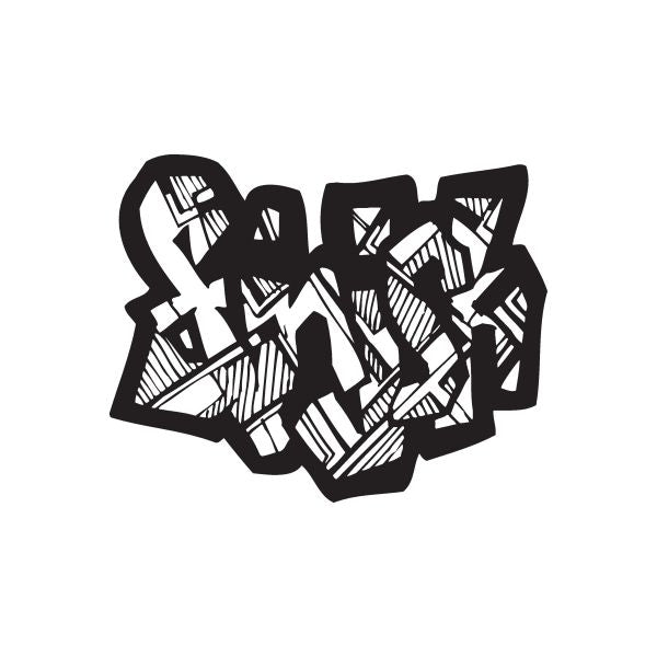 Graffiti decal sticker with black and white geometric shapes