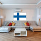 Finland flag sticker, rectangular with blue cross on white background
