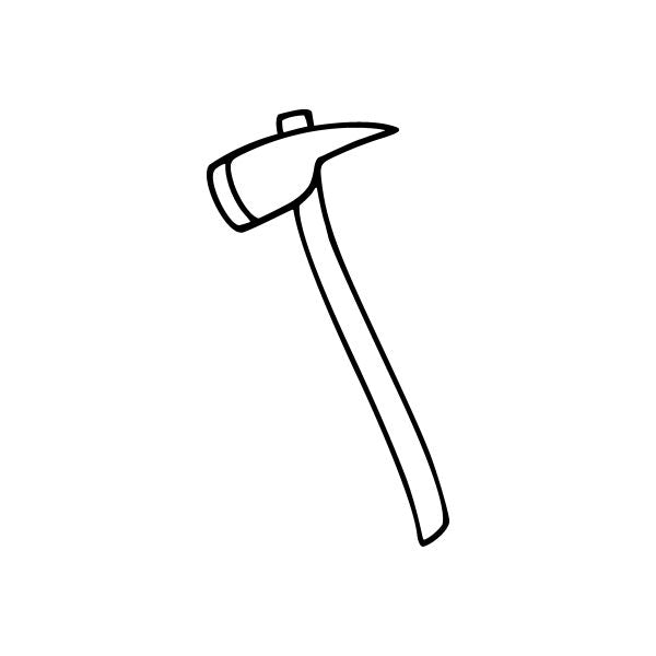 Fire axe decal with black outline and white axe head and handle