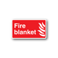 Red fire blanket sticker with white border, 'Fire blanket' text and flame icon