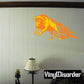 Fire-charged bison sticker with orange flaming silhouette and VinylDisorder text