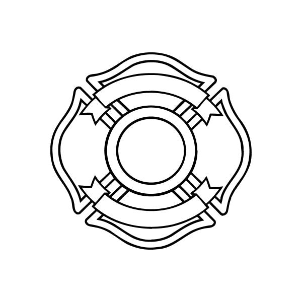 Fire department crest decal template with circular center and shield-like border