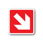 Red fire exit down-right arrow sticker with white border