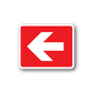Fire exit left sticker, red square with white left arrow