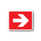 Fire exit right sticker: red square with white right-pointing arrow