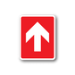 Fire exit sticker with red background and white straight-ahead arrow