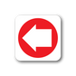 Fire exit to the left sticker with red left arrow in circle on white square