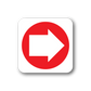 Fire exit right sticker with red circle and right-pointing arrow