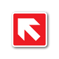 Fire exit left-direction sticker with red square and white left arrow