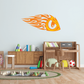 Eagle eye sticker with orange and white flame design