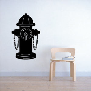 Fire hydrant wall decal, black hydrant with chains and lightbulb emblem