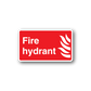 Fire hydrant sticker, red with white text and flame icon