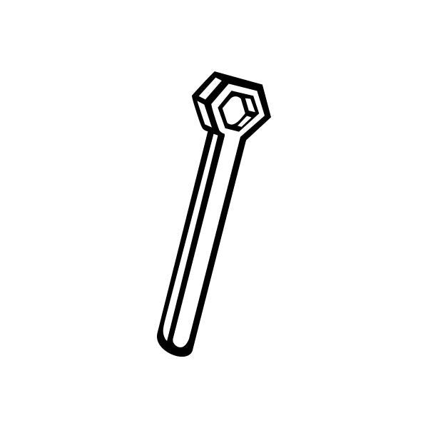 Wrench decal with octagonal head and long handle, black outline.