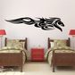 Black horse head fire swirl decal with tribal flames and eye detail