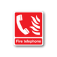 Fire telephone sticker with red and white icon and text label