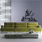 Black bull fire trail wall decal with flames and dust