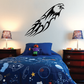 Eagle head wall decal, black stylized feathers with curved beak