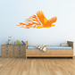 Orange eagle hovering wall sticker with fire-trail wings spread