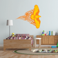 Flying eagle sticker with orange flame trail, yellow wings