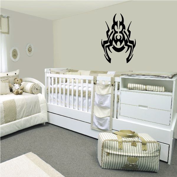 Tribal beetle fire decal, black illustrated flame design
