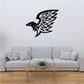 Falcon wing wall decal, black and white stylized bird with spread wings and logo
