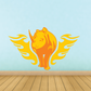 Orange rhino head sticker with flame wings