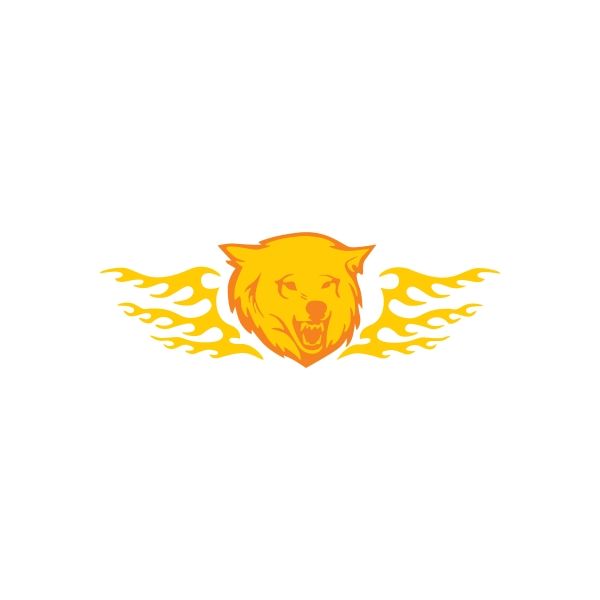 Image of Fire Wings Wolf Head Sticker