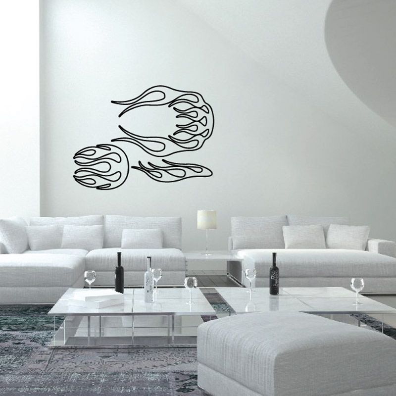 Image of Fireball Three 3 Ghost Flames Car Decal - Vinyl Decal - Wall Decal - CF247