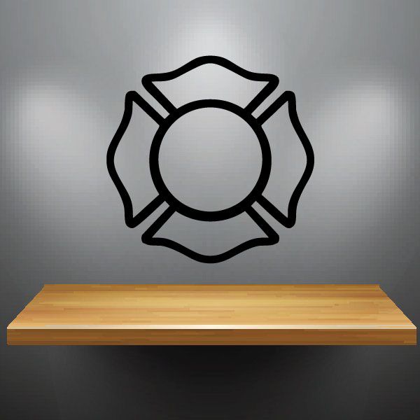 Firefighter crest outline decal with circular badge center