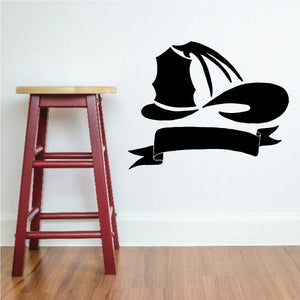 Firefighter helmet and scroll decal, black