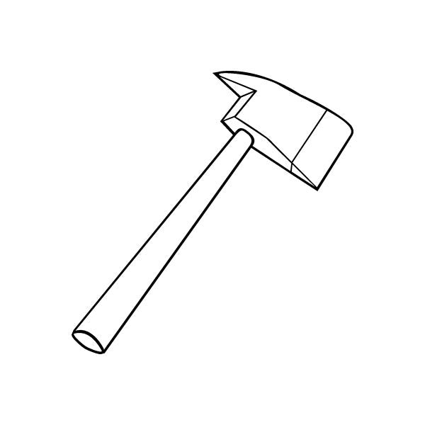 Fireman axe decal with black line-art axe and hatchet head