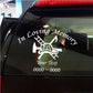 Custom fireman memorial decal: In Loving Memory, fire helmet crest, Your Text, 0000~0000