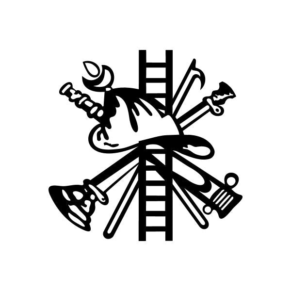 Fireman emblem center decal with black fireman silhouette and ladder graphic