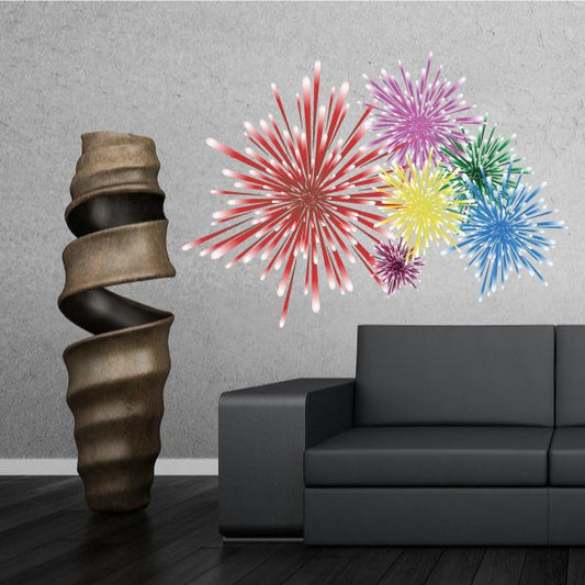 Image of Fireworks Christmas Decorations Wall Decal - Vinyl Sticker - Car Sticker - IDCOLOR003