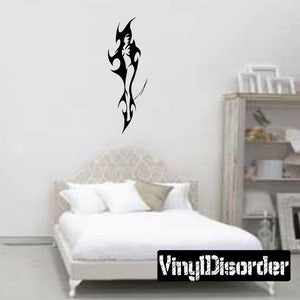 Tribal flame wall decal in black with ornate tribal design