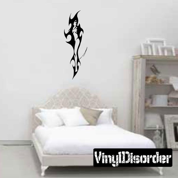 Tribal flame wall decal in black with ornate tribal design