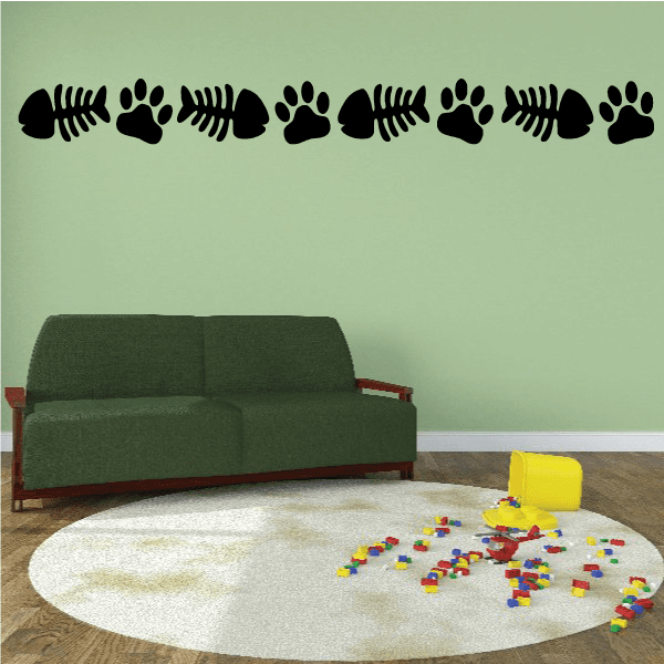 Image of Fish Bone Paw Print Decal