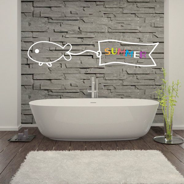 Image of Fish Summer Banner Quote Wall Decal - Vinyl Decal - Car Decal - Idcolor024