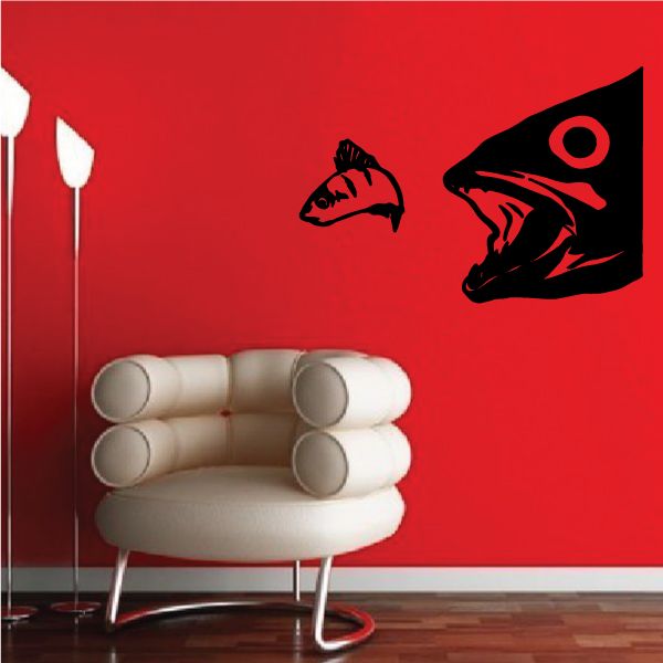 Fish wall decal vinyl with two black fish silhouettes