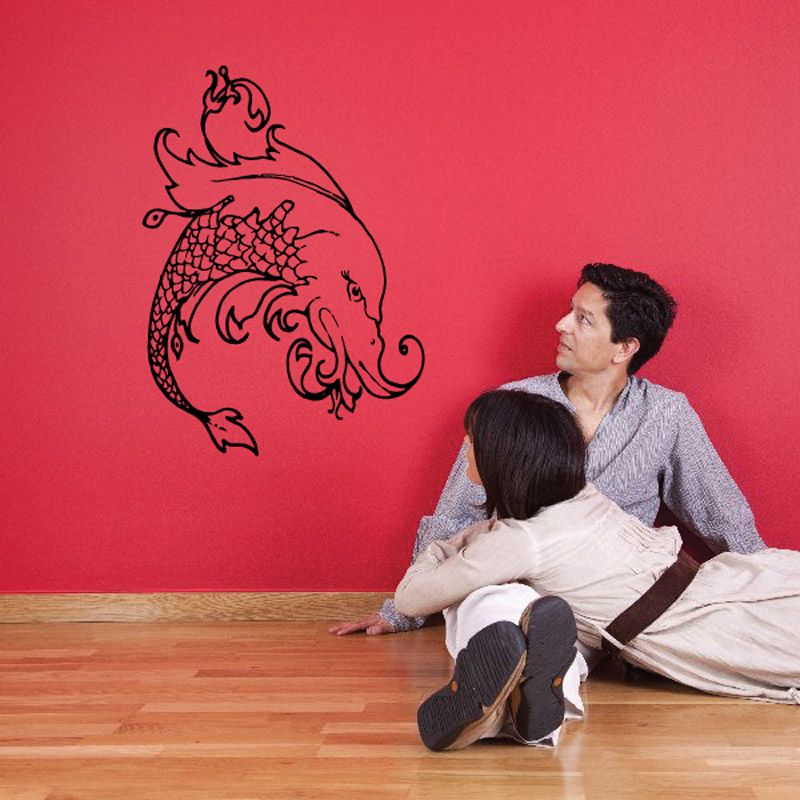Fish wall decal vinyl sticker with ornate black outline