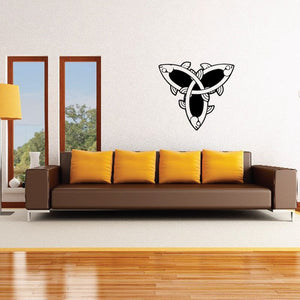 Fish wall decal vinyl sticker, black and white three-fish design on wall