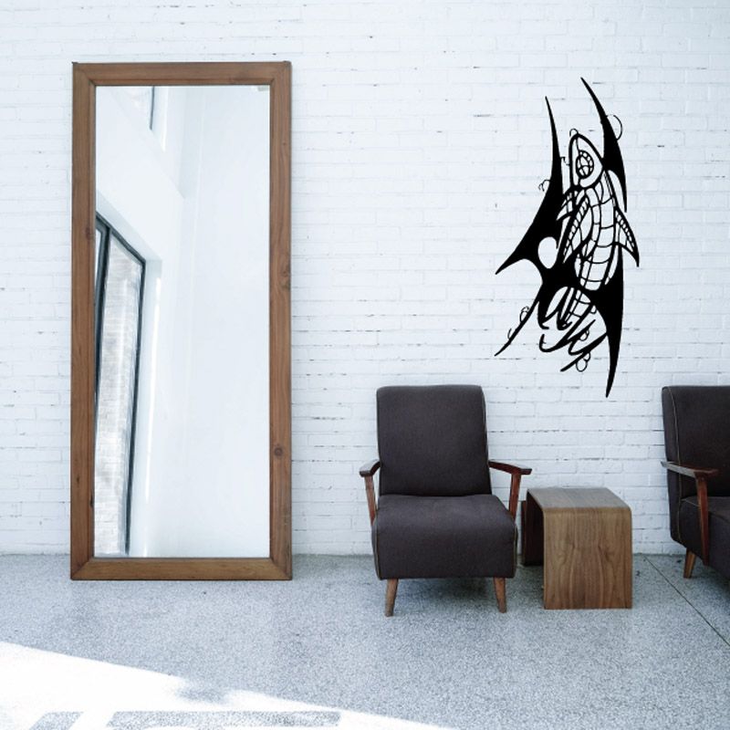 Fish wall decal vinyl featuring a bold black fish silhouette
