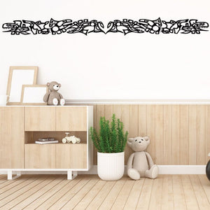 Fish wall decal vinyl sticker with black outlines, wavy school of fish design