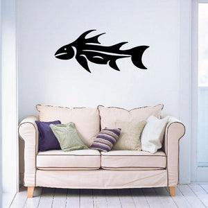 Fish wall decal vinyl sticker, black fish silhouette with fins