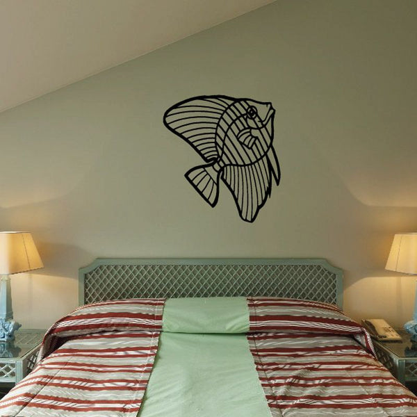Fish wall decal with black vinyl outline fish