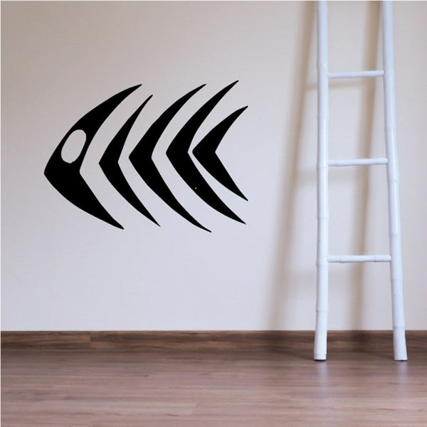 Black stylized fish wall decal with three curved stripes